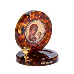 Подсвечник &quot;БМ Казанская&quot; из Янтаря и эпоксидной смолы