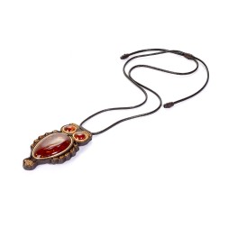 Колье &quot;Дуэт&quot; из Янтаря и нат кожи